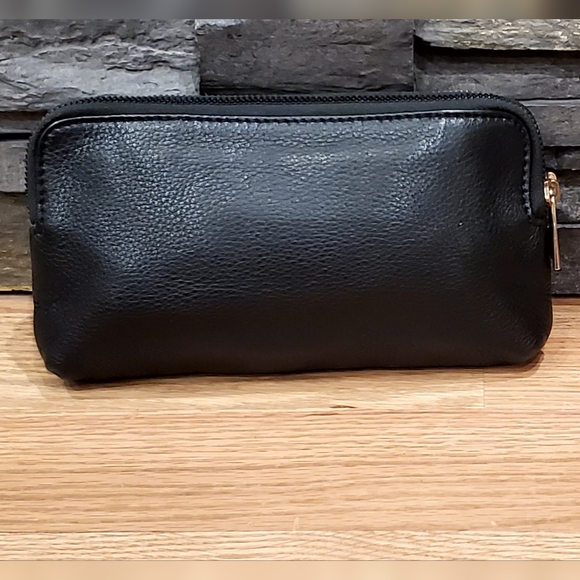 Aimee Kestenberg Black Pebble Leather 2 Compartment Zip Wallet Clutch, 8", - Picture 2 of 16